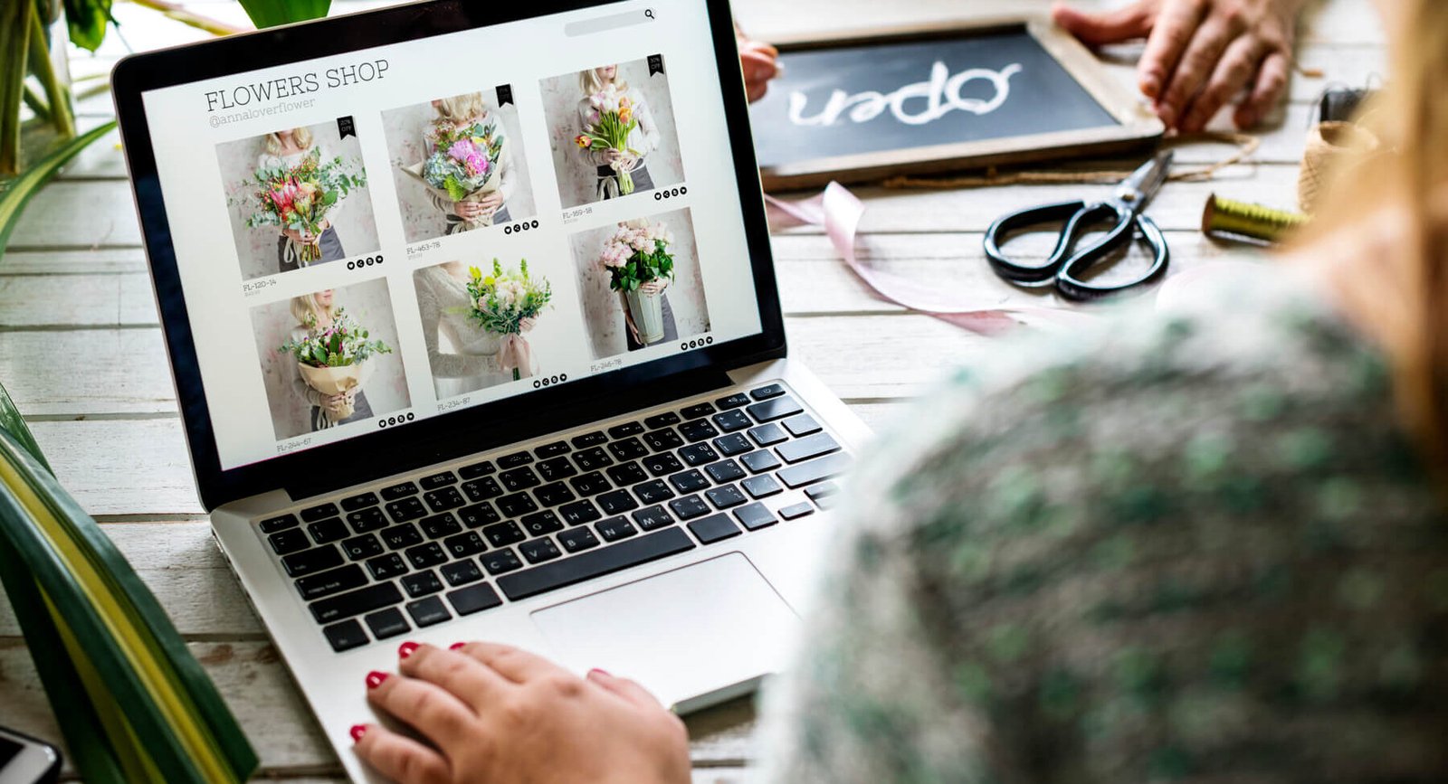 Bloemenwinkel die zich online promoot via sociale media